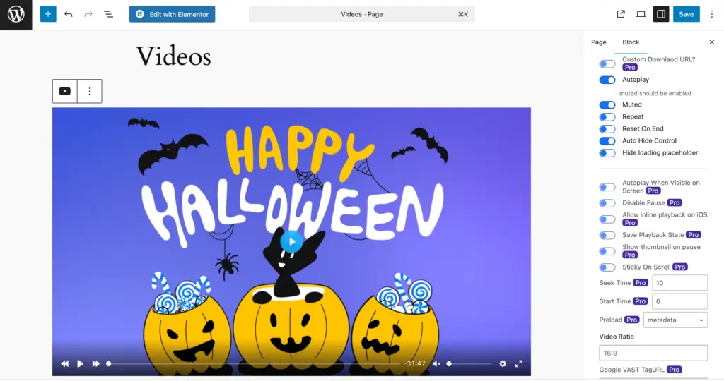 HTML5 Video Player controls and other options