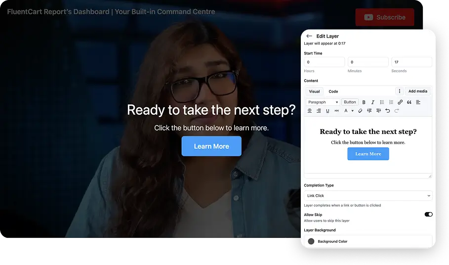 FluentPlayer layers - CTA banners