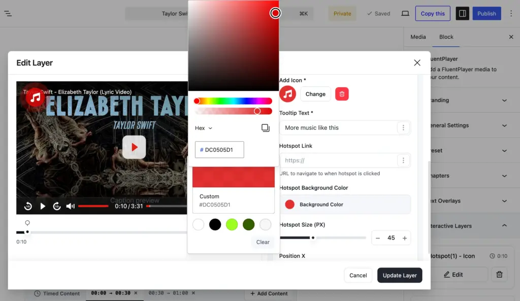FluentPlayer hotspot layer for lead generation
