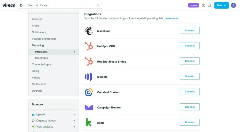 Vimeo Integrations
