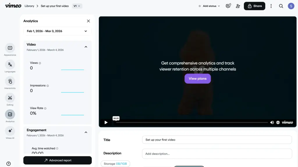 Analytics in Vimeo