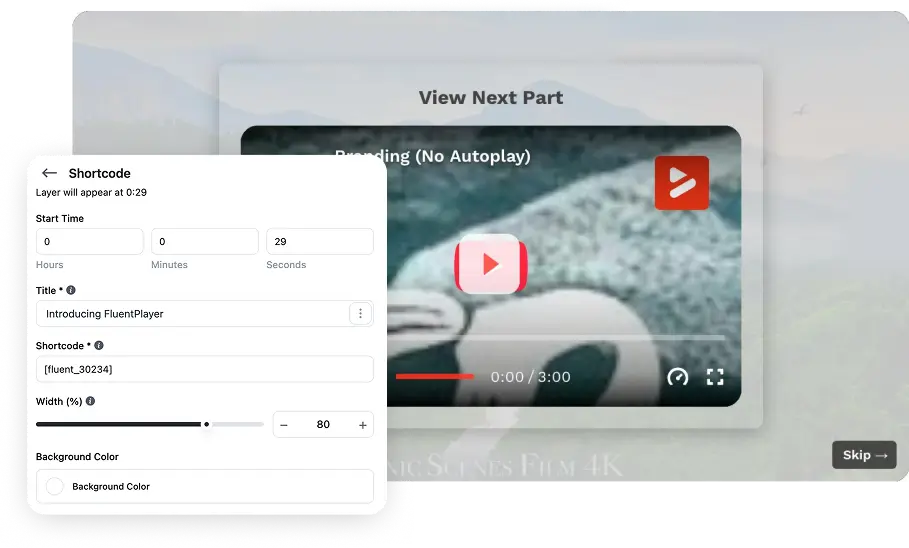 FluentPlayer layers - shortcode