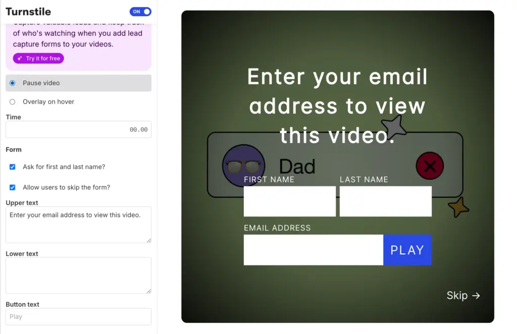 Wistia lead capture tool