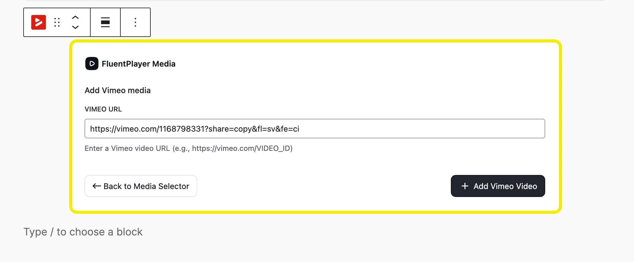 Embed Vimeo videos in WordPress using FluentPlayer