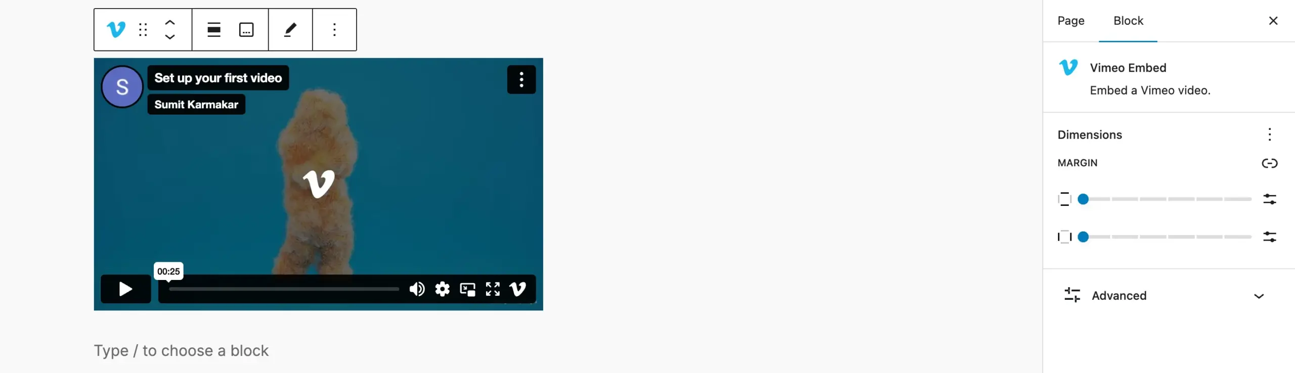 Vimeo Video embedded in WordPress via iFrame