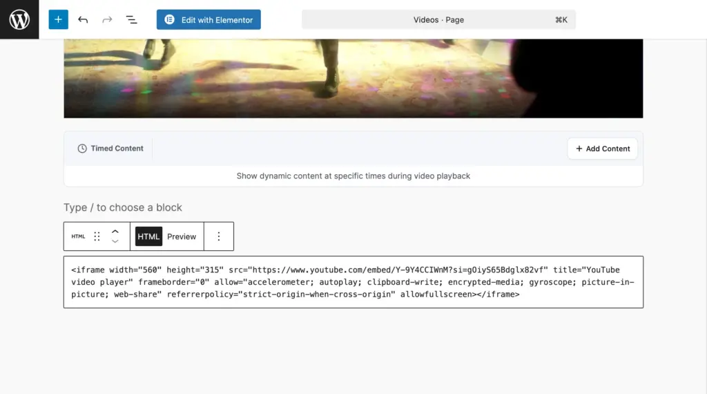 iFrame code pasted- with parameters changable